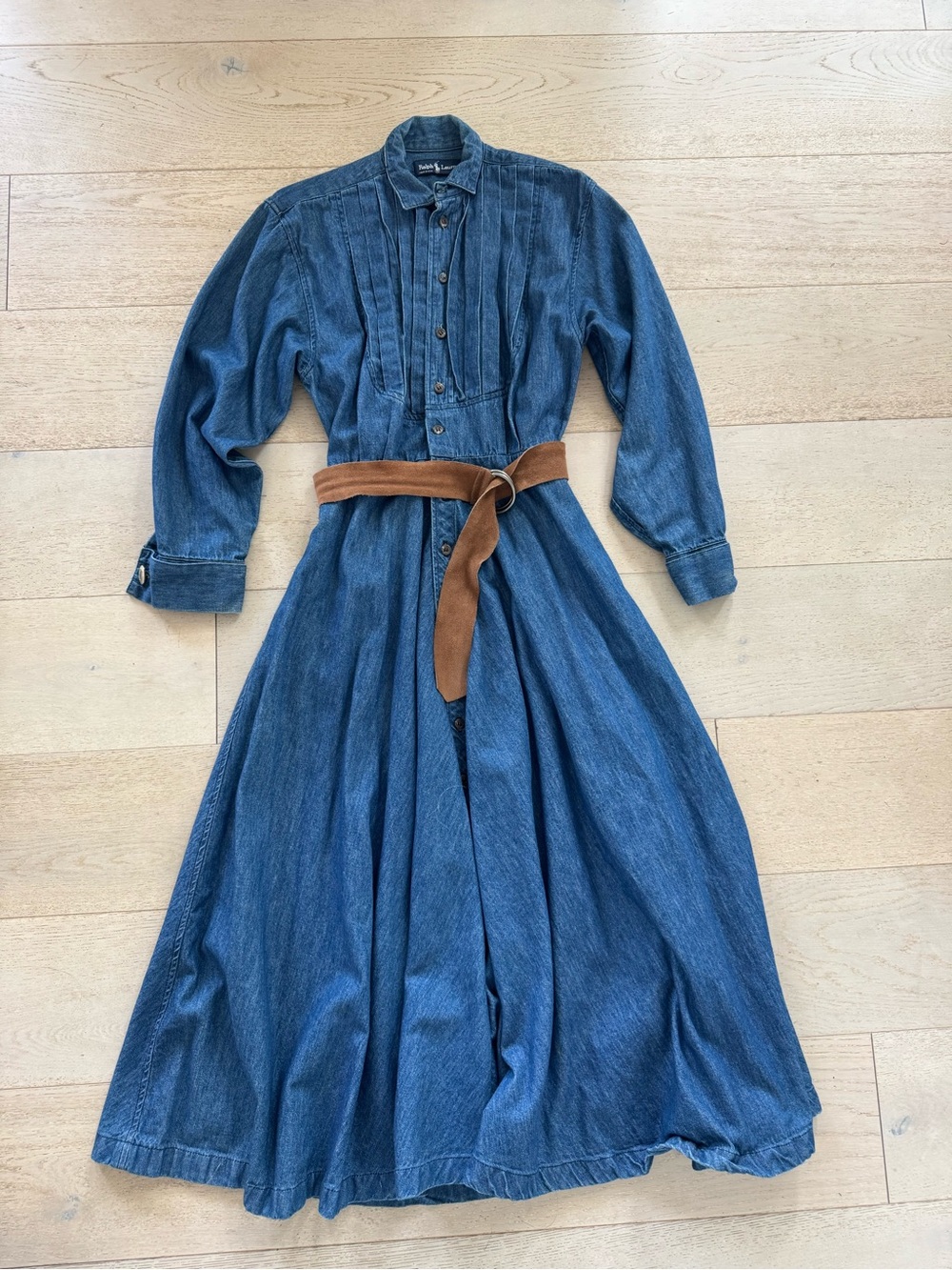 Ralph Lauren Vintage Denim belted Midi shirt Dress Sz 8 made in 🇺🇸 USA